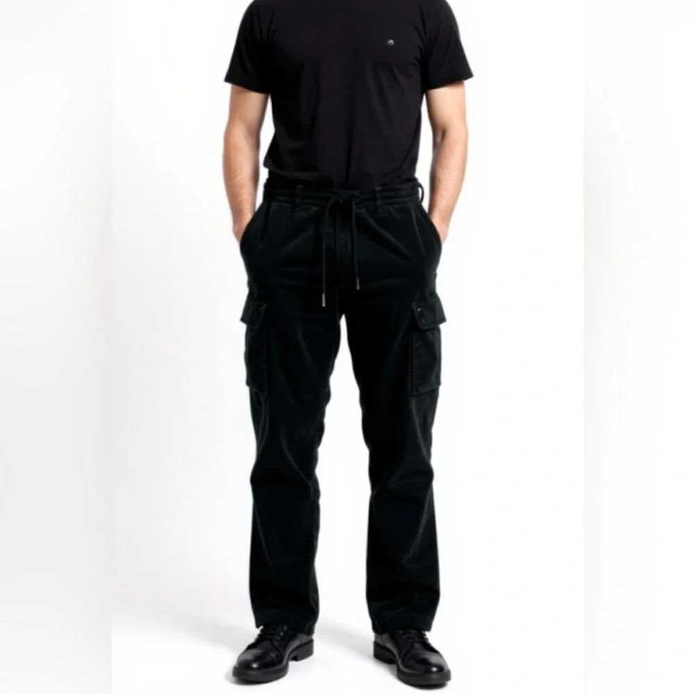 Mason's Forte Dei Marmi Men’s Black Corduroy Chile Jogger Cargo Pants Size52 NWT